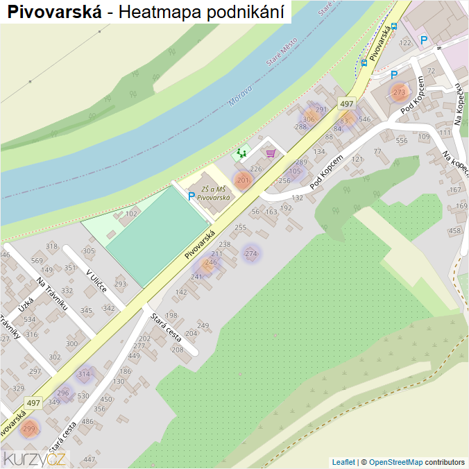 Mapa Pivovarská - Firmy v ulici.