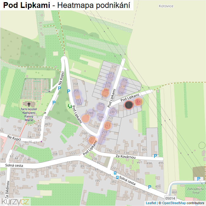 Mapa Pod Lipkami - Firmy v ulici.