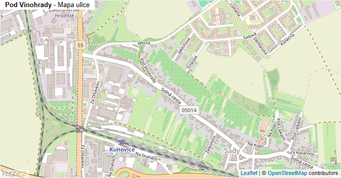 Pod Vinohrady - mapa ulice