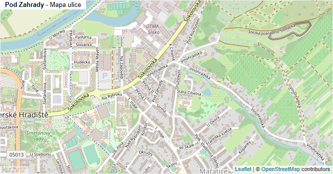 Pod Zahrady - mapa ulice