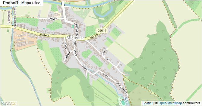 Podboří - mapa ulice