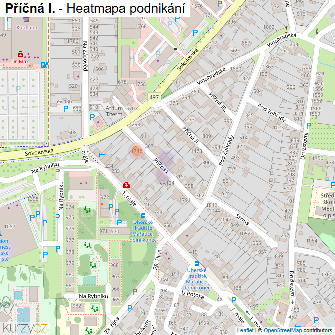 Mapa Příčná I. - Firmy v ulici.