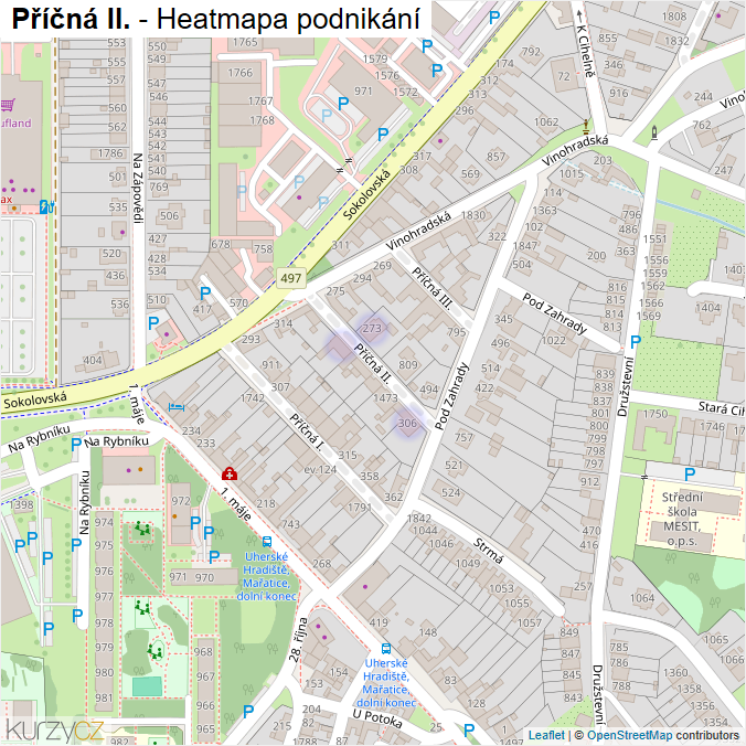 Mapa Příčná II. - Firmy v ulici.