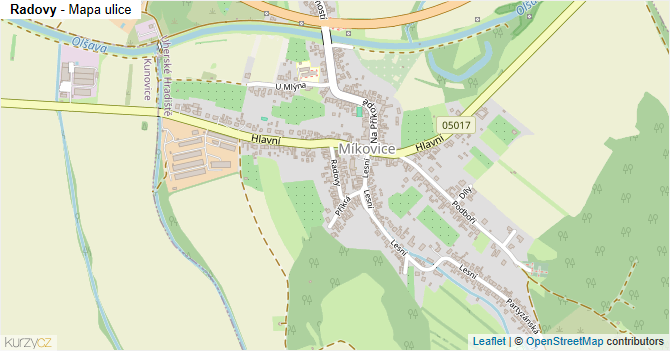 Radovy - mapa ulice