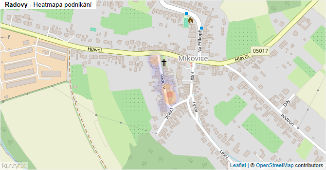 Radovy - mapa podnikání
