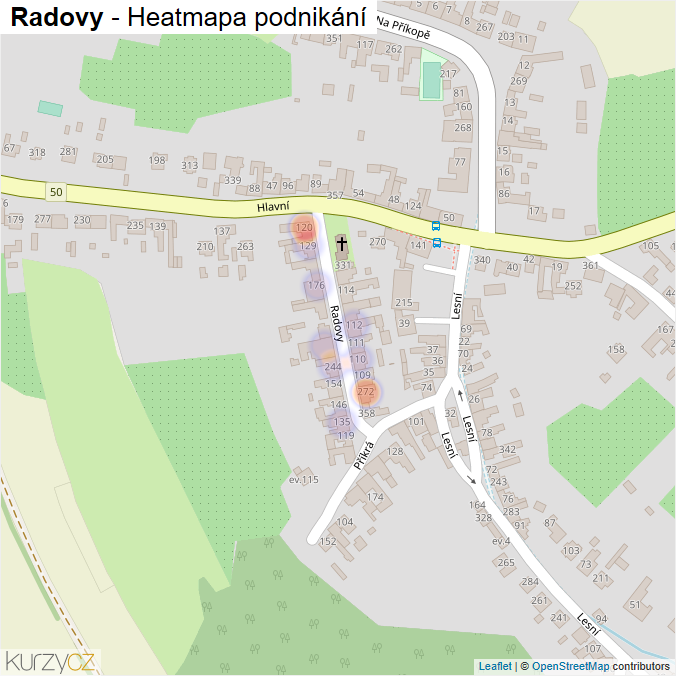 Mapa Radovy - Firmy v ulici.