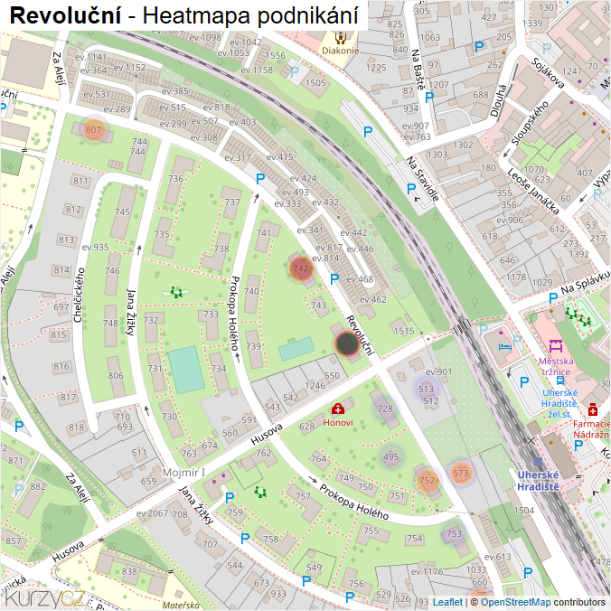 Mapa Revoluční - Firmy v ulici.