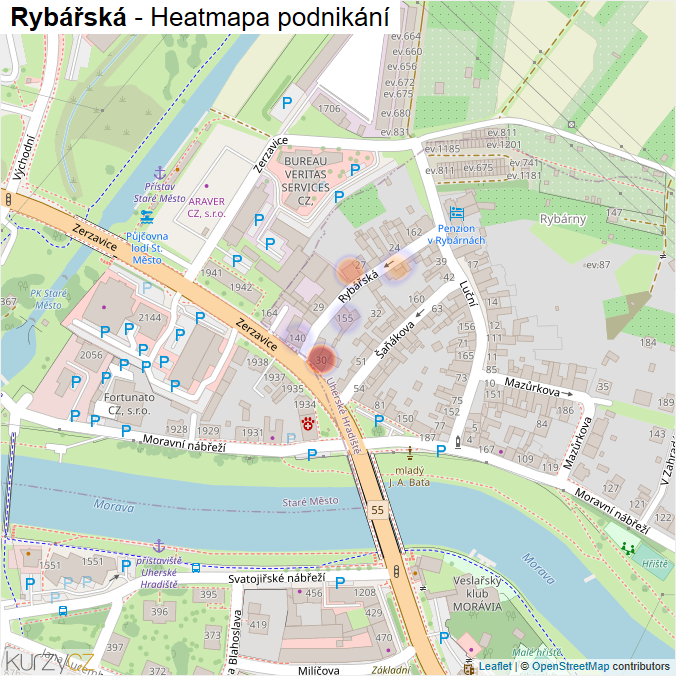 Mapa Rybářská - Firmy v ulici.