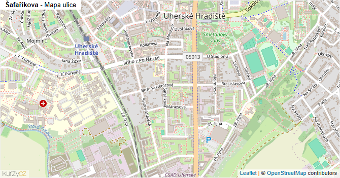 Šafaříkova - mapa ulice