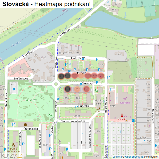 Mapa Slovácká - Firmy v ulici.