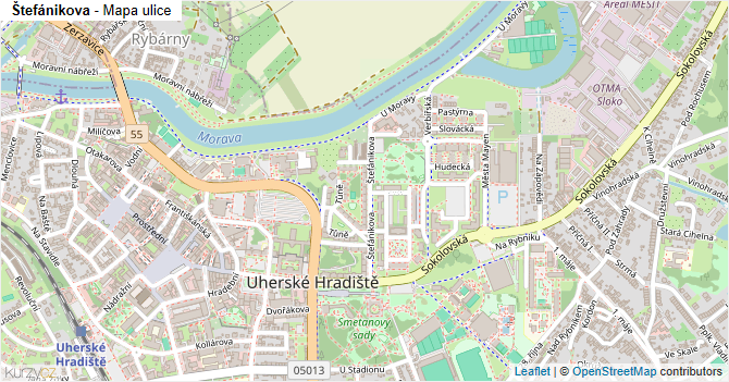 Štefánikova - mapa ulice