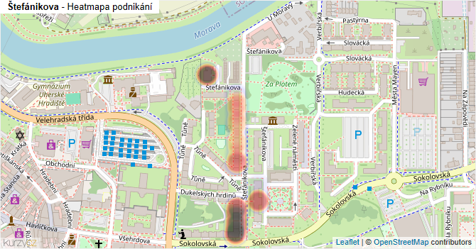 Štefánikova - mapa podnikání