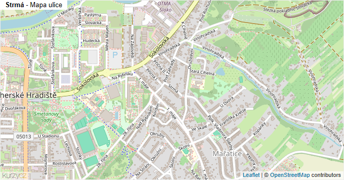Strmá - mapa ulice