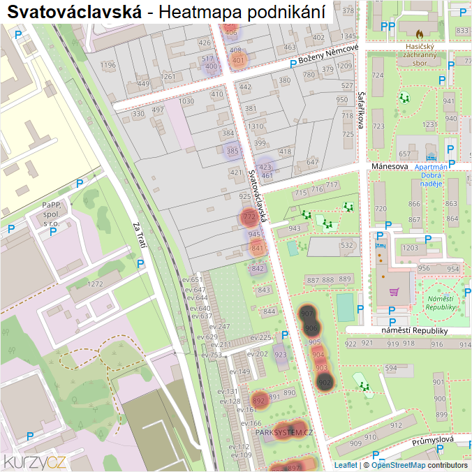 Mapa Svatováclavská - Firmy v ulici.