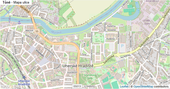 Tůně - mapa ulice