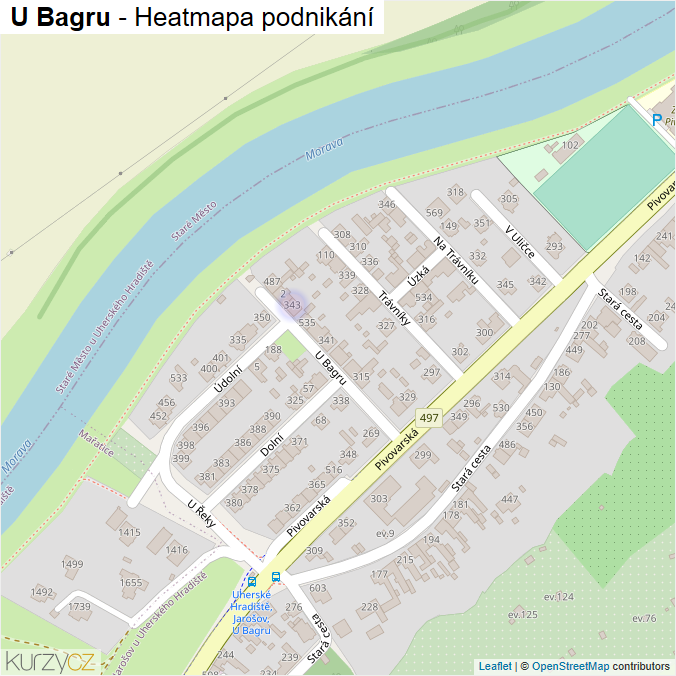 Mapa U Bagru - Firmy v ulici.