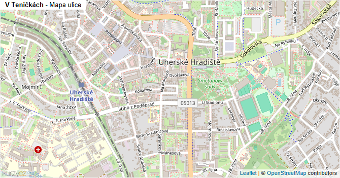 V Teničkách - mapa ulice