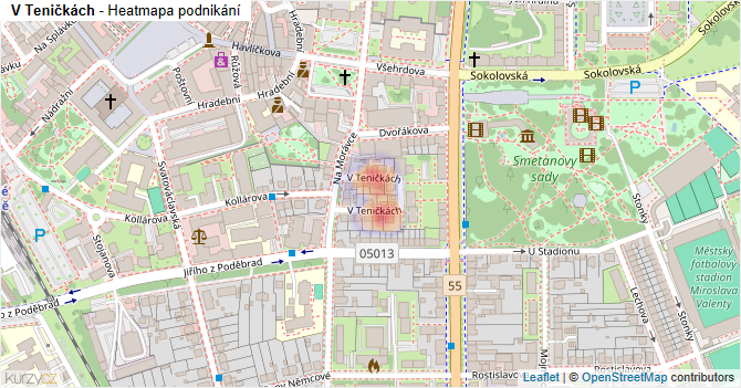 V Teničkách - mapa podnikání