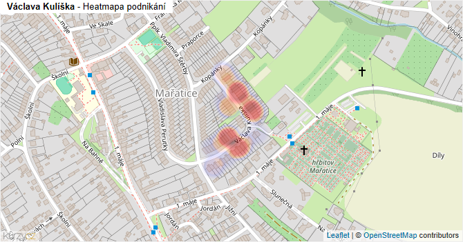 Václava Kulíška - mapa podnikání
