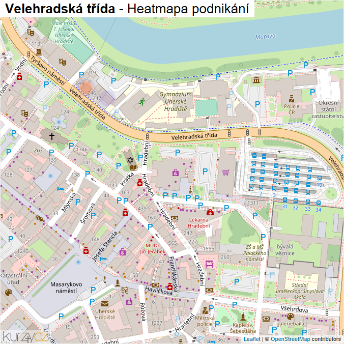 Mapa Velehradská třída - Firmy v ulici.