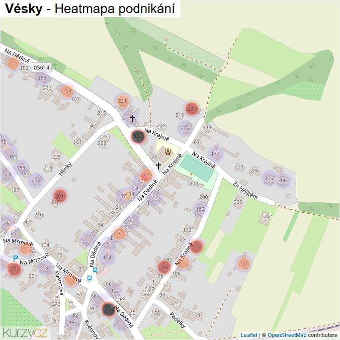 Mapa Vésky - Firmy v části obce.