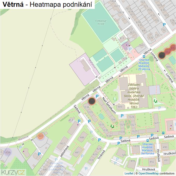 Mapa Větrná - Firmy v ulici.