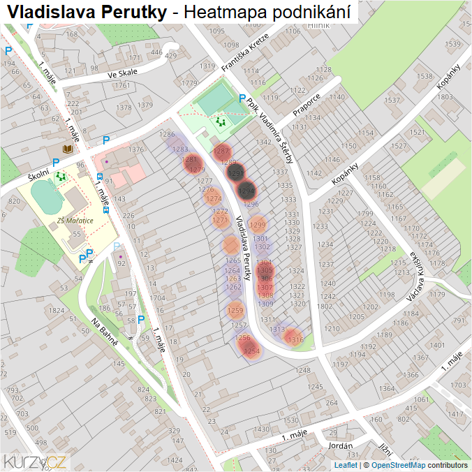Mapa Vladislava Perutky - Firmy v ulici.