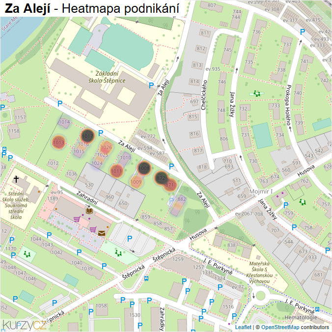 Mapa Za Alejí - Firmy v ulici.