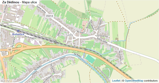 Za Dědinou - mapa ulice