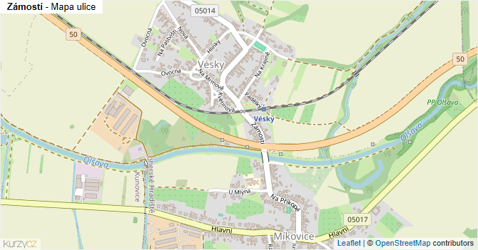 Zámostí - mapa ulice