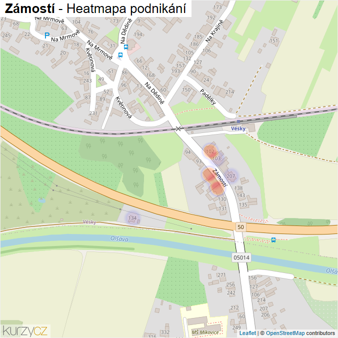 Mapa Zámostí - Firmy v ulici.