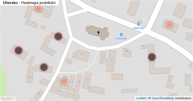 Uhersko - mapa podnikání