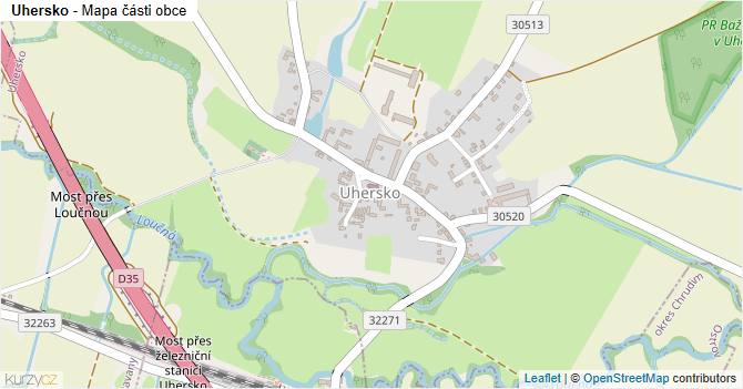 Uhersko - mapa části obce