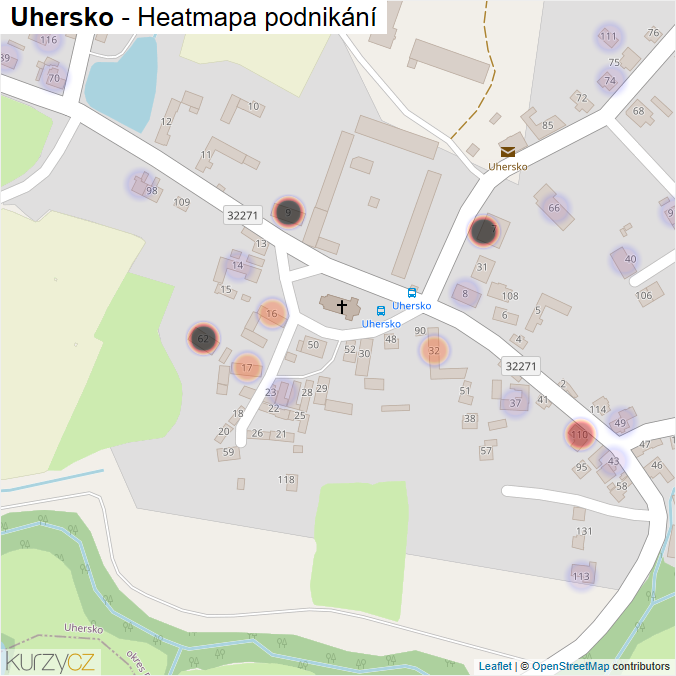 Mapa Uhersko - Firmy v části obce.