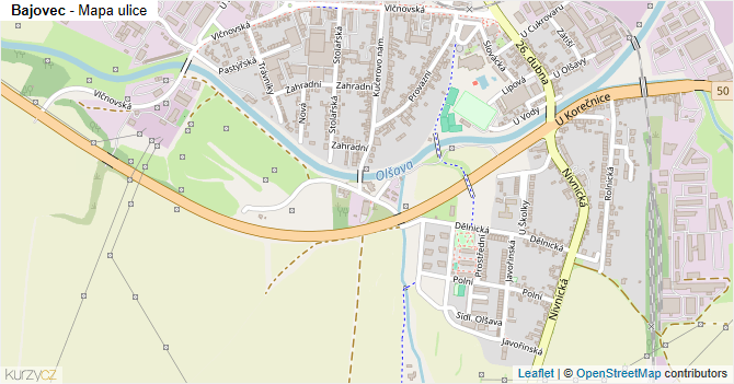 Bajovec - mapa ulice