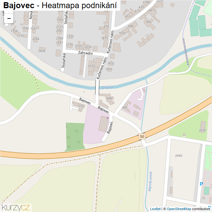Mapa Bajovec - Firmy v ulici.