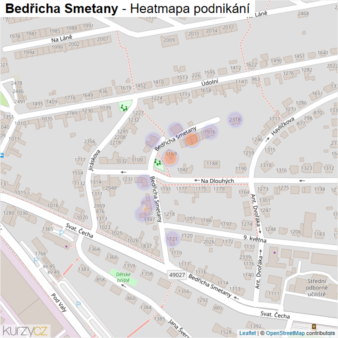 Mapa Bedřicha Smetany - Firmy v ulici.