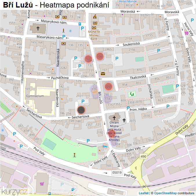 Mapa Bří Lužů - Firmy v ulici.