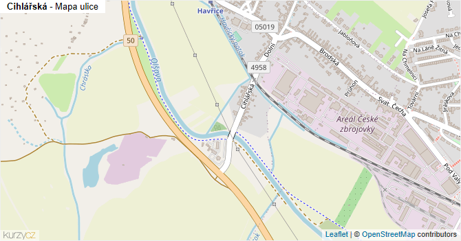 Cihlářská - mapa ulice