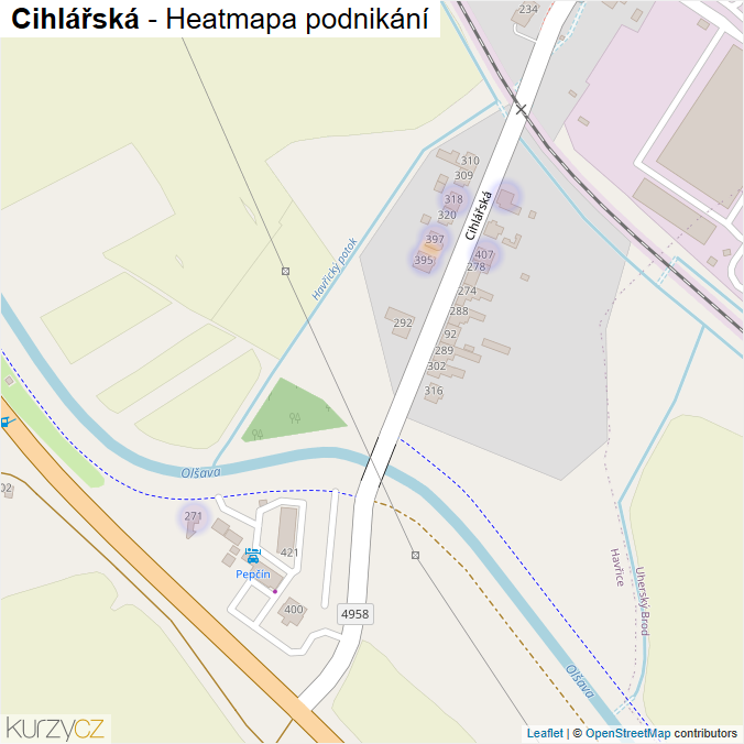 Mapa Cihlářská - Firmy v ulici.