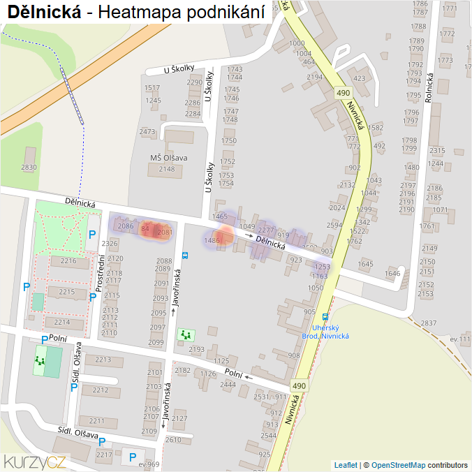 Mapa Dělnická - Firmy v ulici.