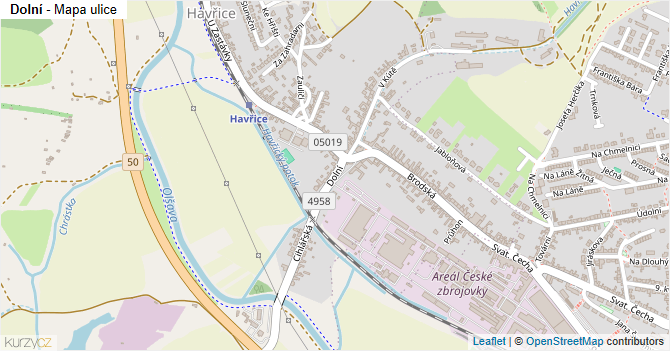 Dolní - mapa ulice