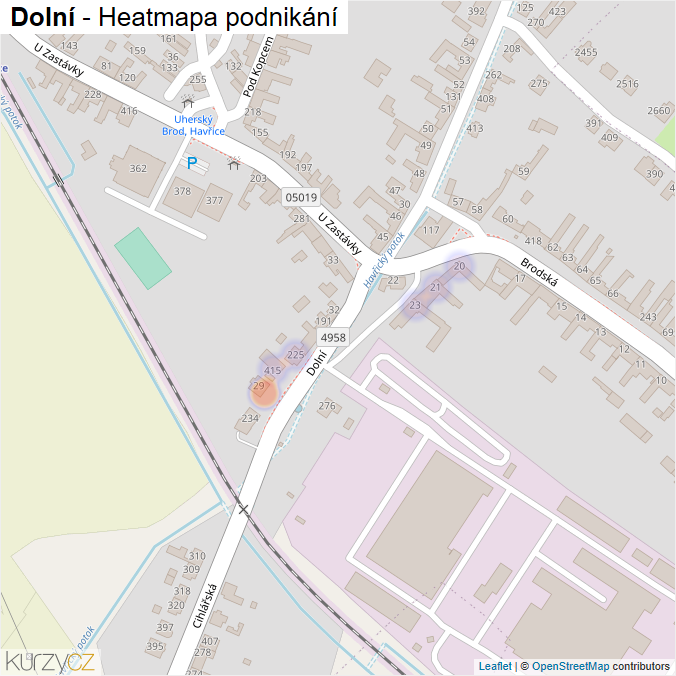 Mapa Dolní - Firmy v ulici.