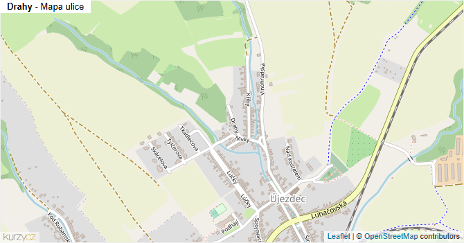 Drahy - mapa ulice