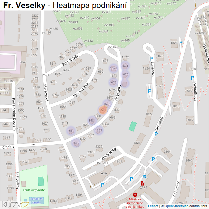 Mapa Fr. Veselky - Firmy v ulici.