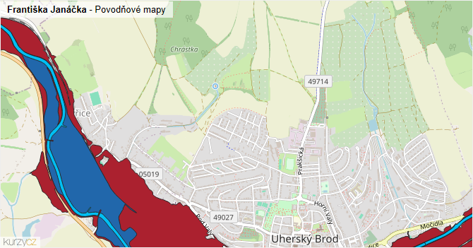 Františka Janáčka - záplavové mapy stoleté vody