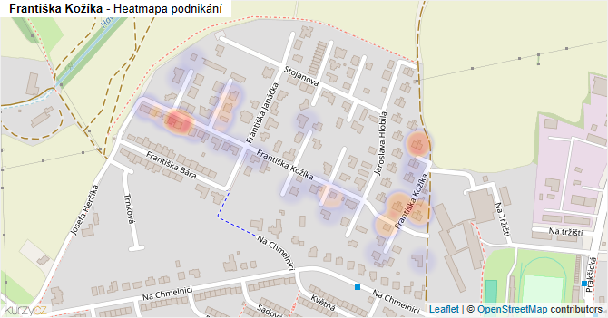 Františka Kožíka - mapa podnikání