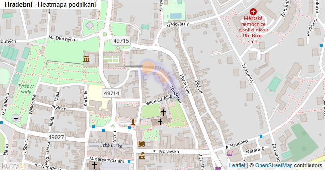 Hradební - mapa podnikání