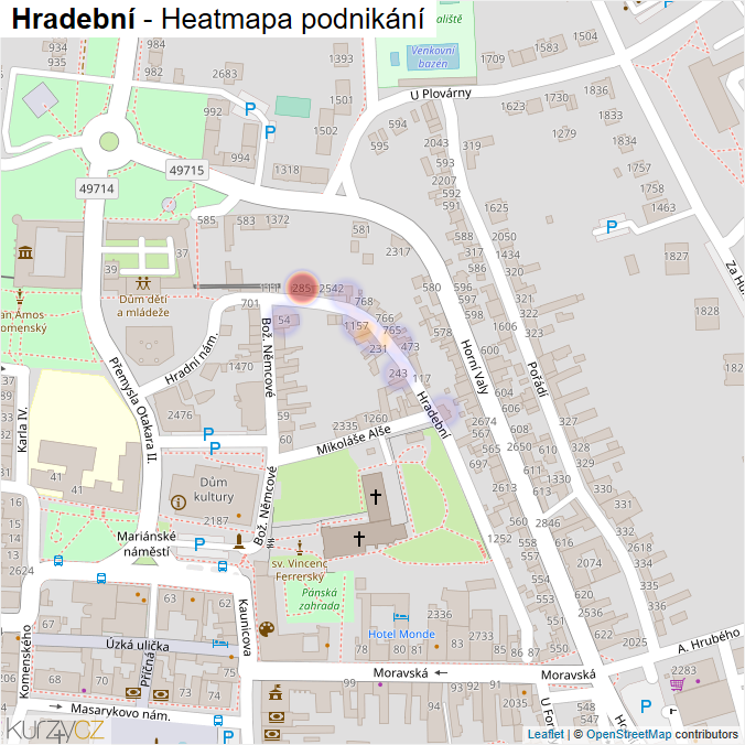 Mapa Hradební - Firmy v ulici.