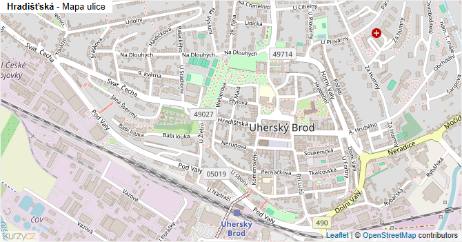 Hradišťská - mapa ulice